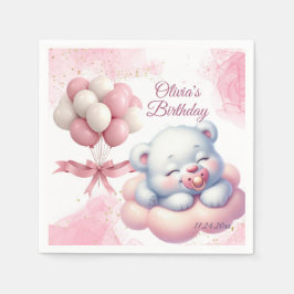 Rosa Girl Rainbow Star Birthday Pappersservett