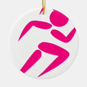 Rosa Girl Running Julgransprydnad Keramik