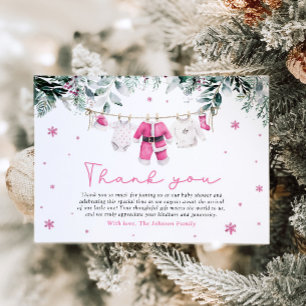 Rosa Girl Santa Baby jul Baby Shower Tack Kort