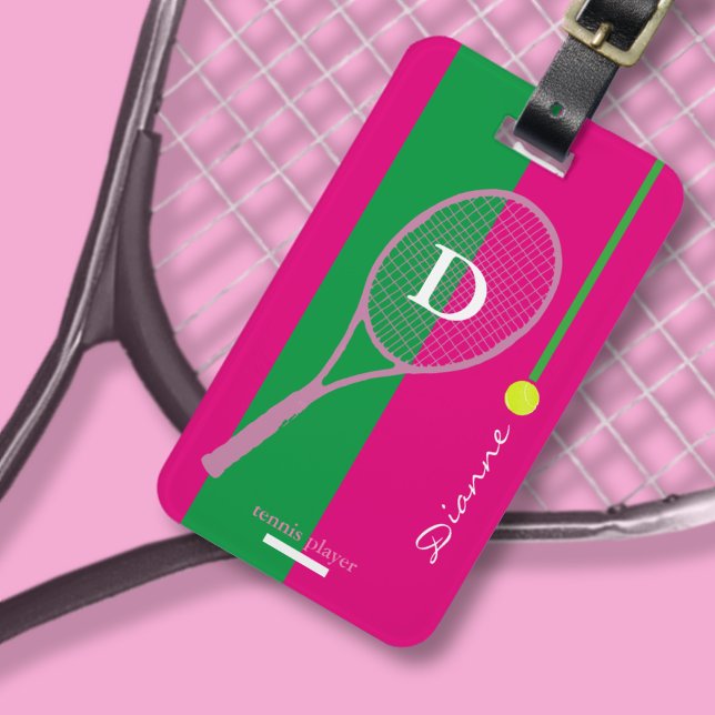Rosa Girl Sport Tennis Anpassningsbar Bagagebricka (Skapare uppladdad)