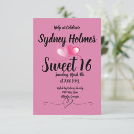 Rosa Girl Sweet sixteen Party-inbjudningar Inbjudningar