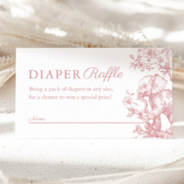 Rosa Girl Toile Safari Diaper Raffle Baby Shower Tilläggskort