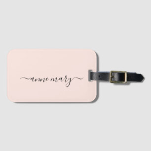 Rosa Girlig Monogrammed Present med Anpassat Namn Bagagebricka
