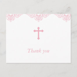 Rosa Girls Baptism/Christening Tack Vykort