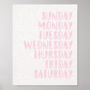 Rosa Girls Days of the Week Educational Nursery Poster