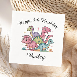 Rosa Girls Dinosaur Birthday Pappersservett