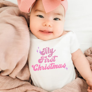 Rosa Girls första jul T Shirt