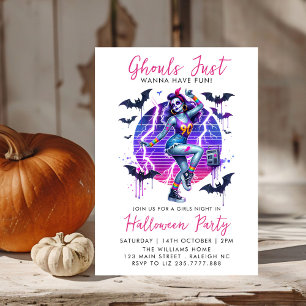 Rosa Girls Ghouls Night Out Vuxen Halloween fest Inbjudningar