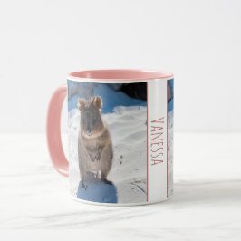 Rosa Girls Kids Quokka Beach Personlig mugg