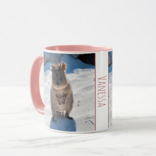 Rosa Girls Kids Quokka Beach Personlig mugg