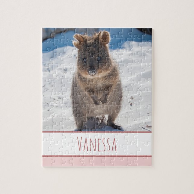 Rosa Girls Kids Quokka Beach Personlig Puzzle Pussel (Vertikal)