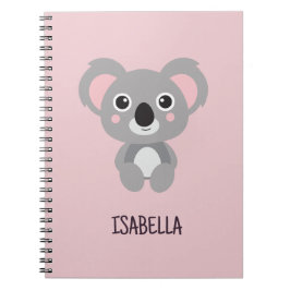 Rosa Girls Koala Anpassat namn Anteckningsbok