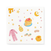 Rosa Girls Pancakes och Pajamas Party Napkin