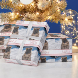 Rosa Girls Personlig Quokka på stranden Presentpapper