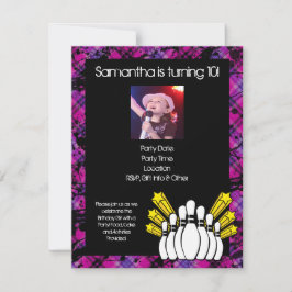 Rosa Girls Photo Bowling Party-inbjudan Inbjudningar