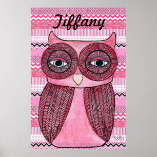 Rosa Girls Room Chevron Rand Uggla Art Poster