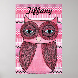 Rosa Girls Room Chevron Rand Uggla Art Poster