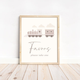 Rosa Girls Tåg-födelsedag föredrar Bord-tecken Poster