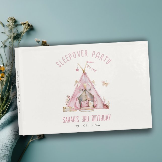 Rosa Girls Tält Sleepover Slumber Födelsedagsfest Gästböcker (Skapare uppladdad)