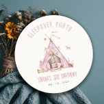 Rosa Girls Tält Sleepover Slumber Födelsedagsfest Underlägg Papper Rund<br><div class="desc">Om du behöver någon annan matchande produkt eller anpassning kan du skicka ett vänligt meddelande via Zazzle.</div>