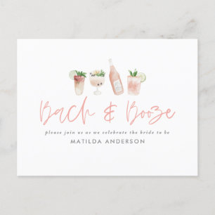 rosa girly bach & sprit bachelorette helg chic inbjudan vykort