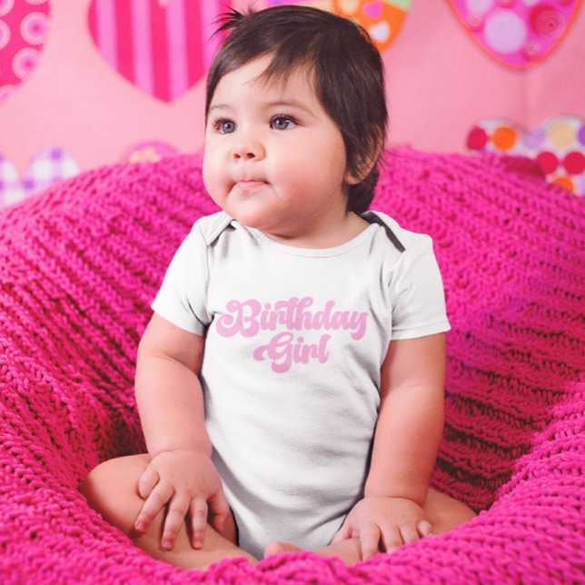 Rosa Girly Birthday Girl 1st First Birthday T Shirt (Skapare uppladdad)