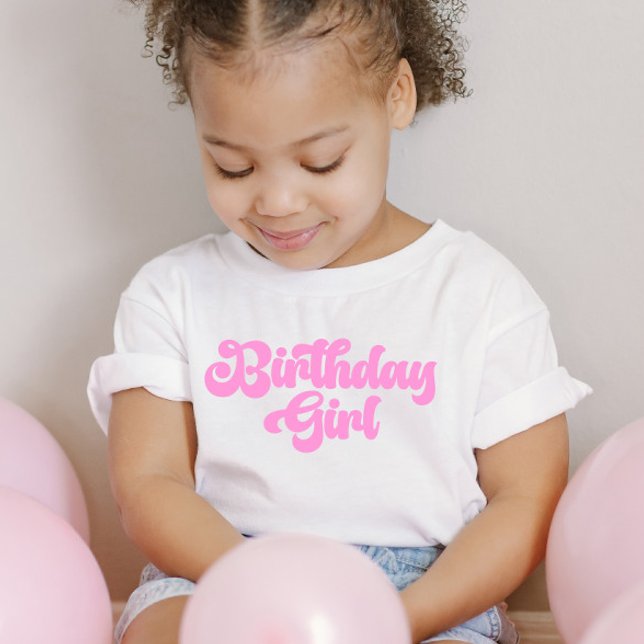 Rosa Girly Birthday Girl 1st First Birthday T Shirt (Skapare uppladdad)