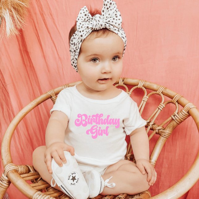 Rosa Girly Birthday Girl 1st First Birthday T Shirt (Skapare uppladdad)