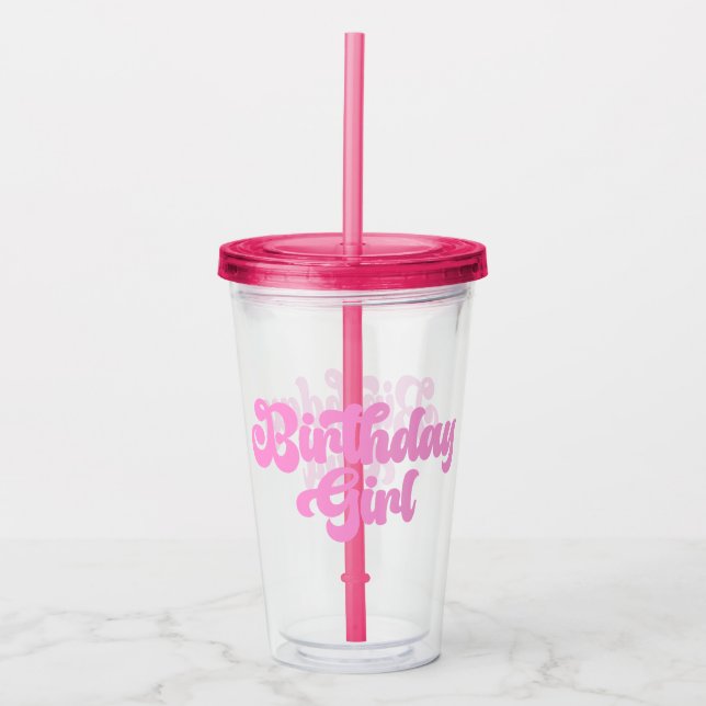 Rosa Girly Birthday Girl Take Away Mugg (Framsida)