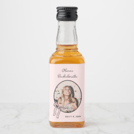 Rosa Girly Bows & Babes Bachelorette Anpassningsba Spritflaskor Etikett