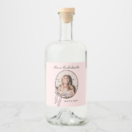 Rosa Girly Bows & Babes Bachelorette Anpassningsba Spritflaskor Etikett