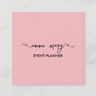  Rosa Girly Calligraphy Classy Event Planner Fyrkantigt Visitkort