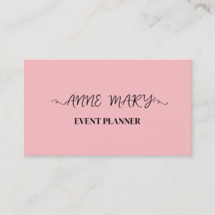 Rosa Girly Calligraphy Event Planner Simple Visitkort