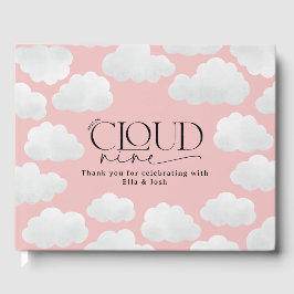 Rosa Girly Cloud Nine Baby Shower Modern Minimal Gästböcker