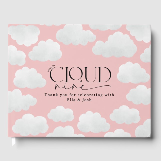 Rosa Girly Cloud Nine Baby Shower Modern Minimal Gästböcker (Framsida)