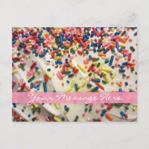 Rosa Girly Colorful Baked Cake & Sprinkle Birthday Vykort