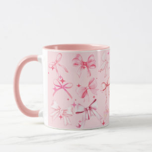 Rosa Girly Coquette Bow Skriv ut Mugg Kawaii