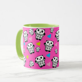 Rosa Girly Cute Kawaii Panda Bear Kärlek Hearts Mugg
