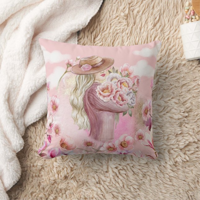 Rosa Girly Dekorativ kudde - Mjuk & Snyggt (Filt)