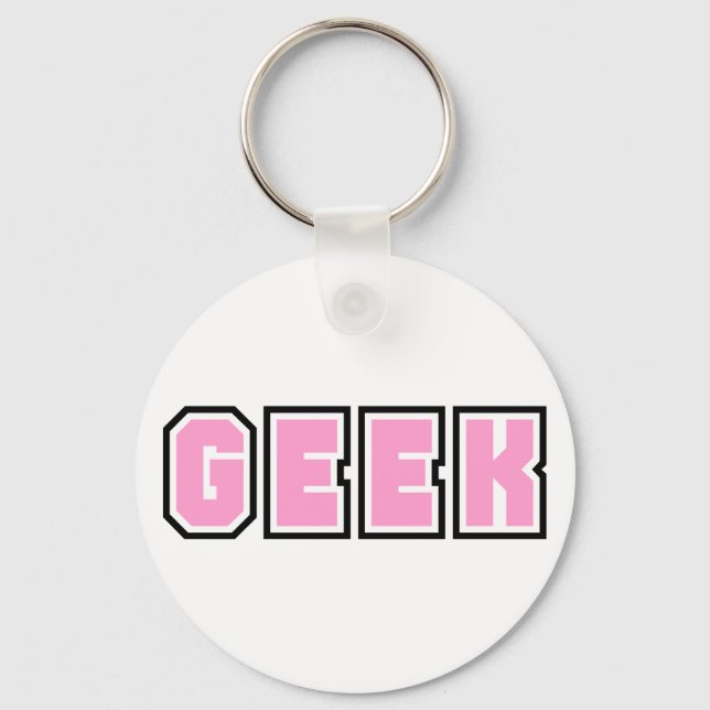 Rosa Girly Geek Geeky Geeks Nerd Nerdy Glass Rolig Nyckelring (Framsida)