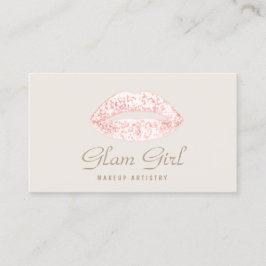 Rosa Girly Glam Glitter Läppar Makeup Artist Visitkort