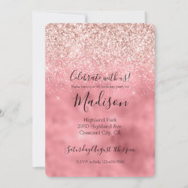 Rosa Girly Glam Gnistra Glitter Inbjudningar