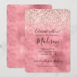 Rosa Girly Glam Gnistra Glitter Inbjudningar