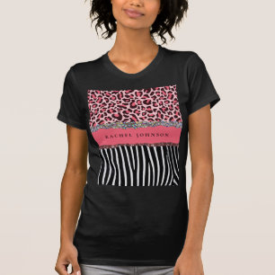  Rosa Girly Glitter Leopard Print Loud T Shirt