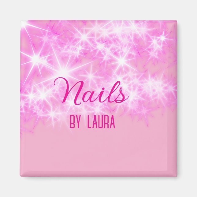 Rosa girly glitter nagel Lägg till namn webbplats  Magnet (Framsidan)