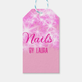Rosa girly glitter nagel Lägg till namn webbplats  Presentetikett