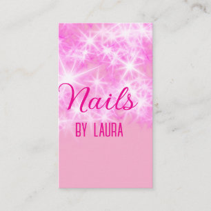 Rosa girly glitter nagel Lägg till namn webbplats Visitkort