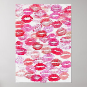 Rosa Girly Kisses Poster