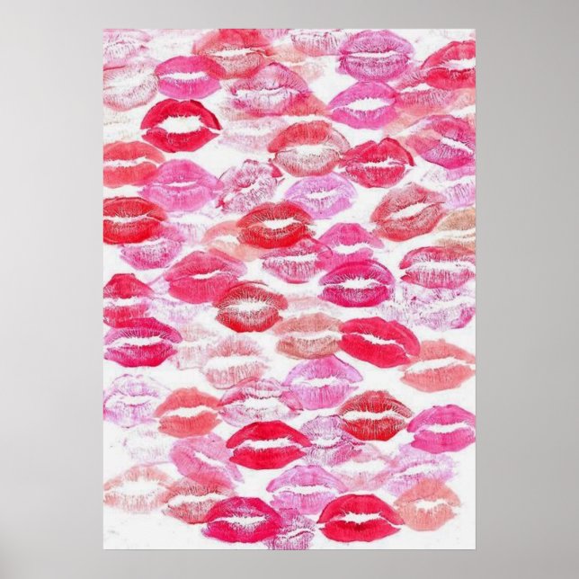 Rosa Girly Kisses Poster (Framsidan)