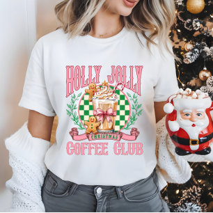 Rosa Girly Klubb-Helgdag för julkaffe T Shirt